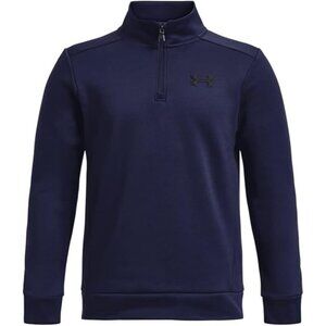 Under Armour Boys Youth S Armourfleece Quarter Zip Pullover Navy NEW Loose Fit